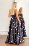Julianne Strapless Polka Dot Satin Maxi Dress - PRE ORDER