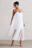 Dreamland Ivory Sweetheart Corset Mini Dress With Tulle Overlay