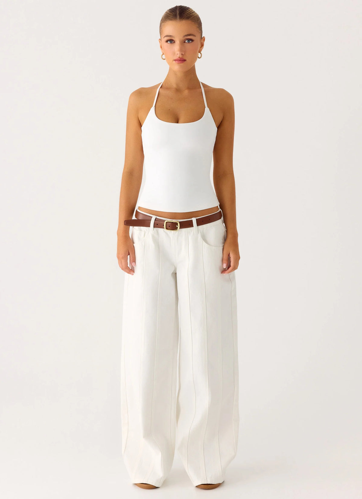 Johnny Low Rise Wide Leg Denim Jeans White