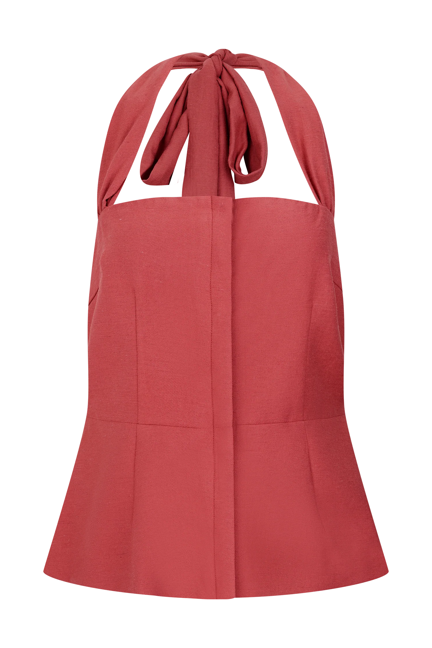 Kallie Linen Peplum Halter Top Burnt Rose