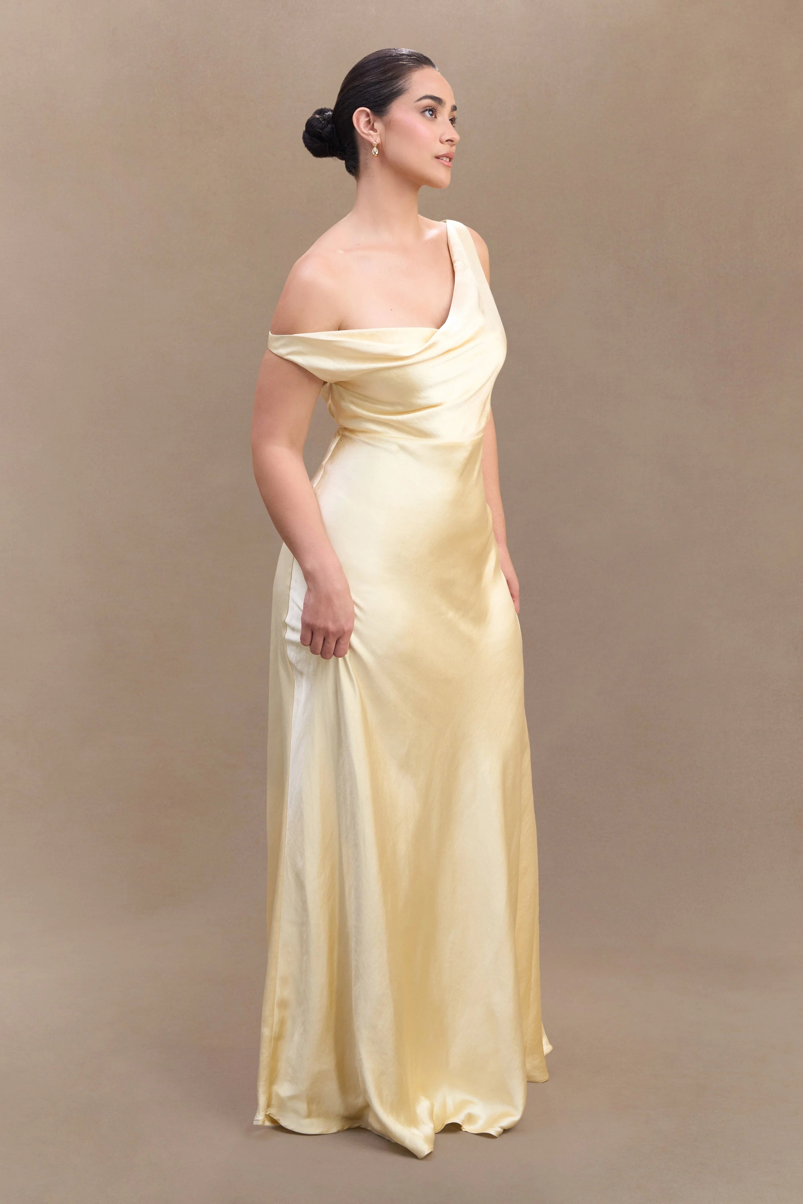Jacinta One Shoulder Maxi Dress Pastel Lemon