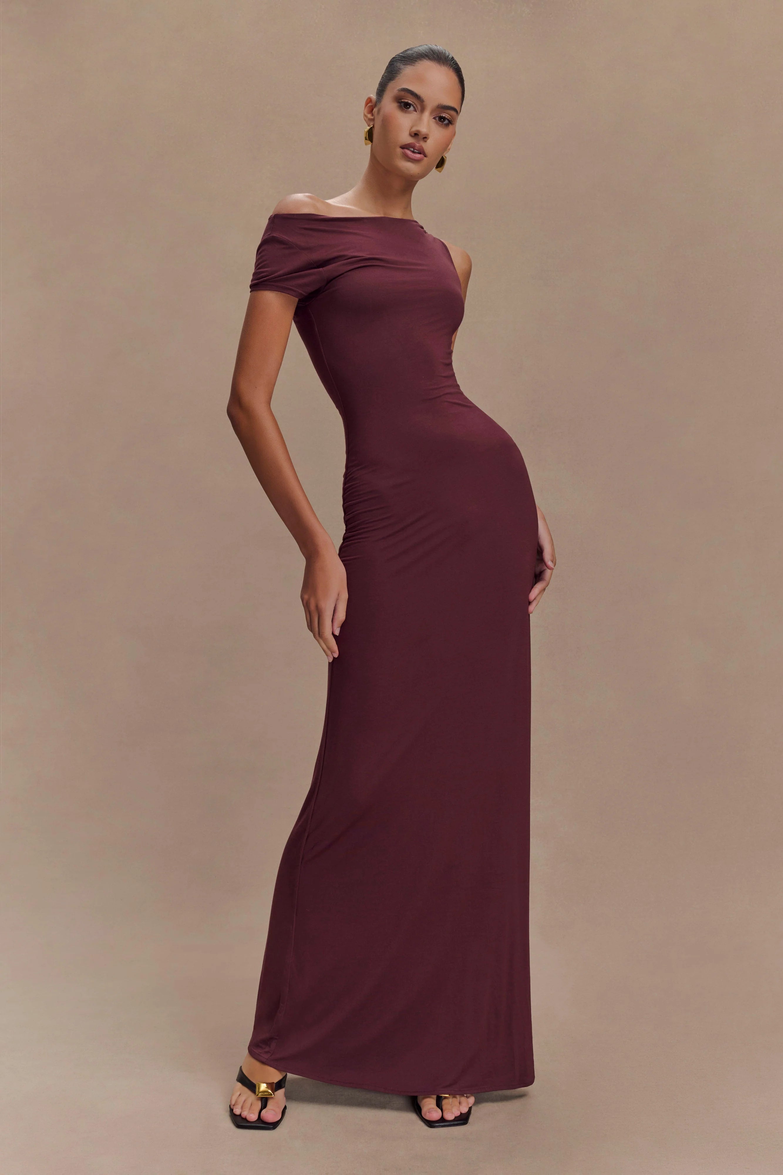 Tamsin Short Sleeve Modal Maxi Dress Mahogany