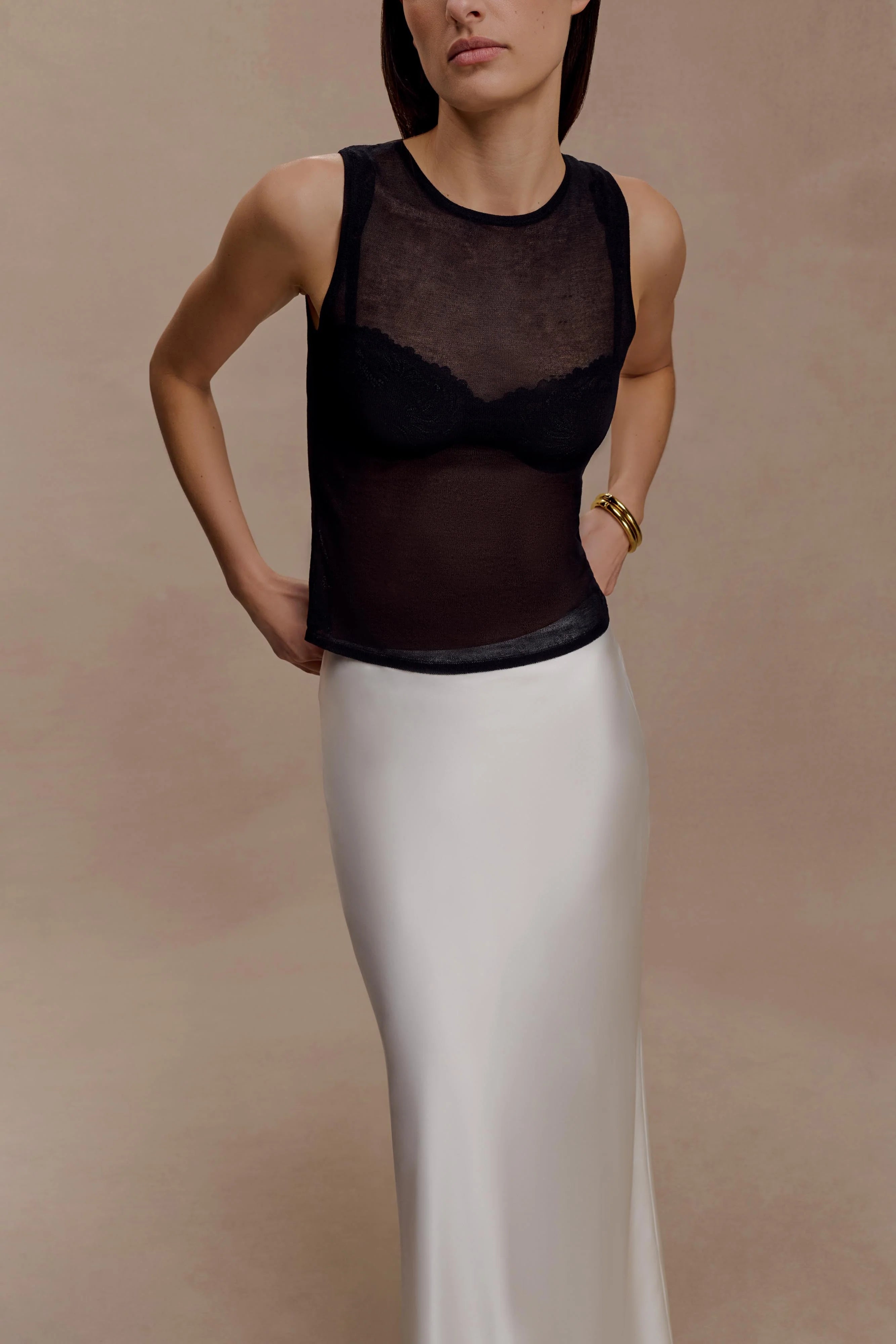 Sabrina Silk Blend Maxi Skirt Ivory