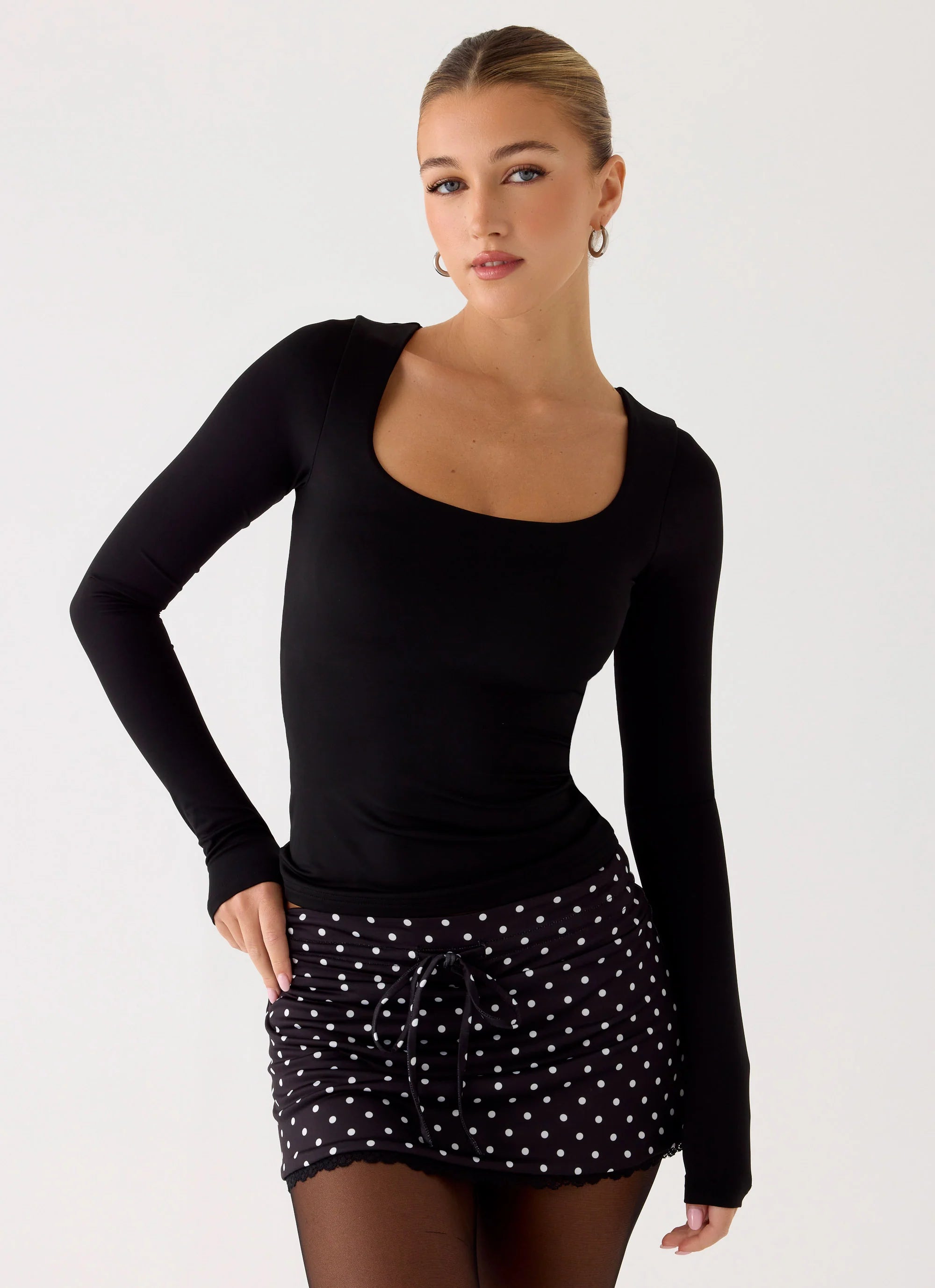 Get No Sleep Mini Skort Black Polkadot