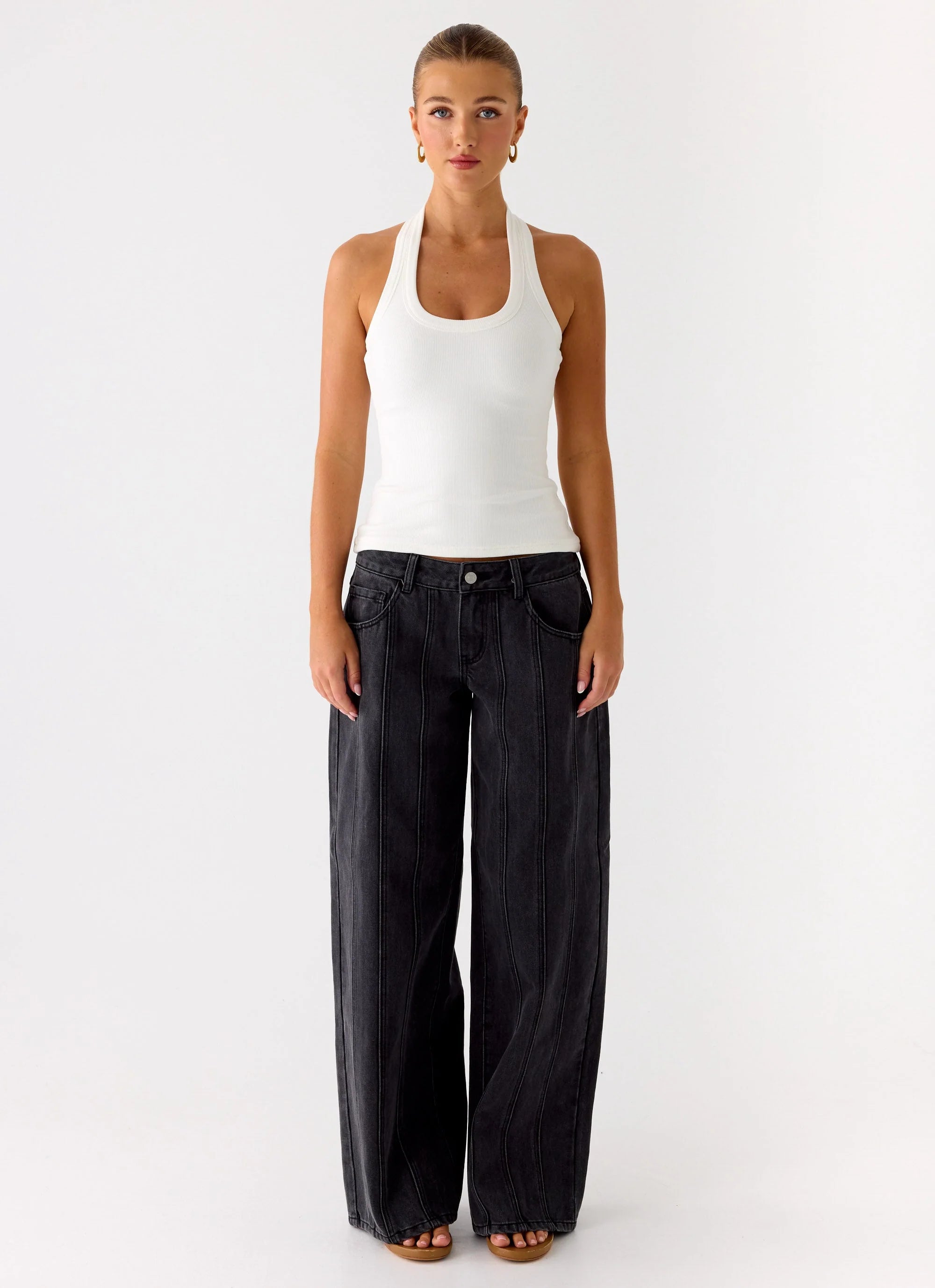 Nauton Ribbed Halter Top White