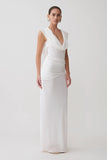 Giulia Chiffon Draped Maxi Dress White