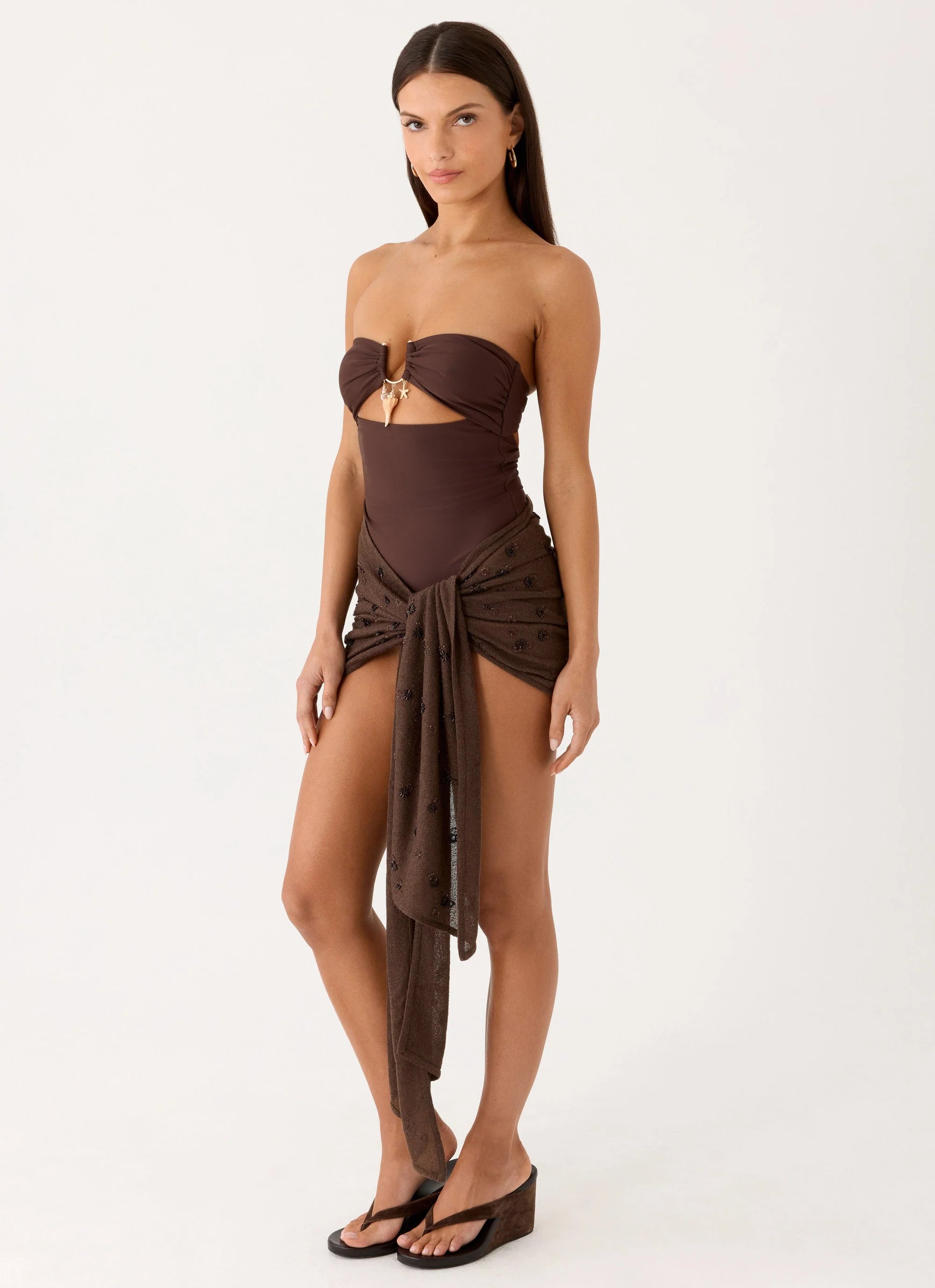 Deia Beaded Sarong Chocolate
