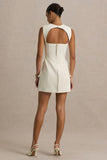 Mollie Nude Square Neck Tailored Micro Mini Dress
