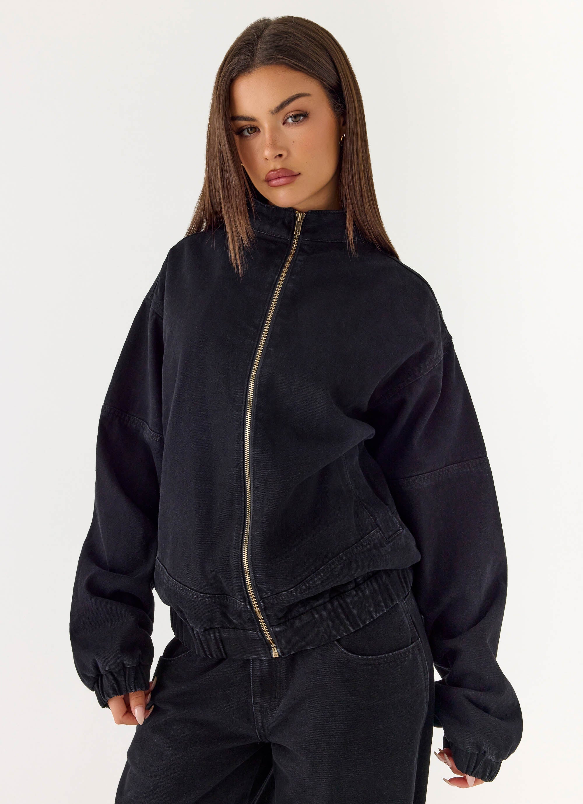Waylon Denim Bomber Jacket Black