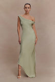 Yvette Slip Maxi Dress With Asymmetrical Hem Sage