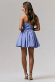 Distinguished Powder Blue Asymmetric Ruffled Mini Dress