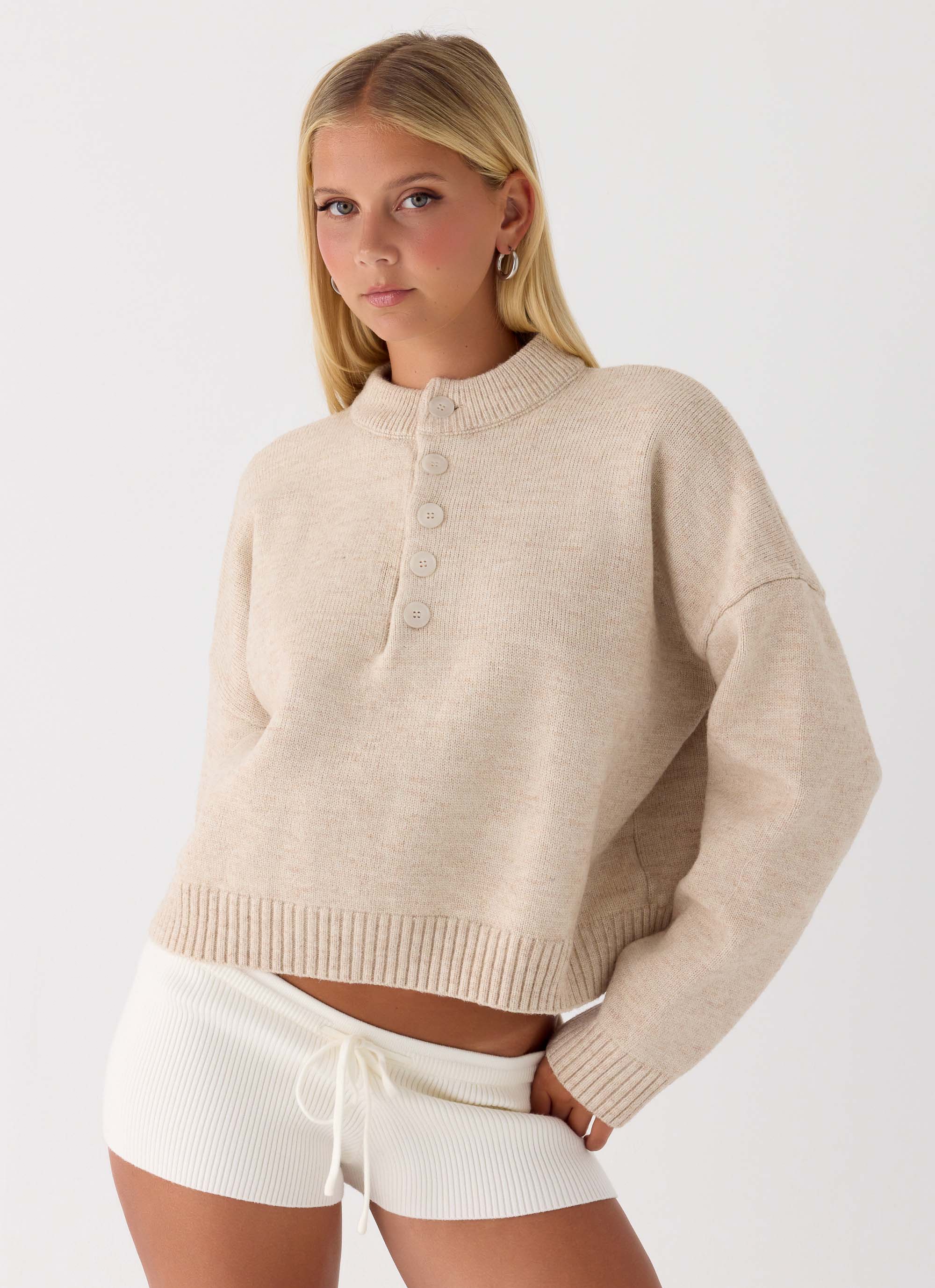 Cornelia Button Up Jumper Oatmeal