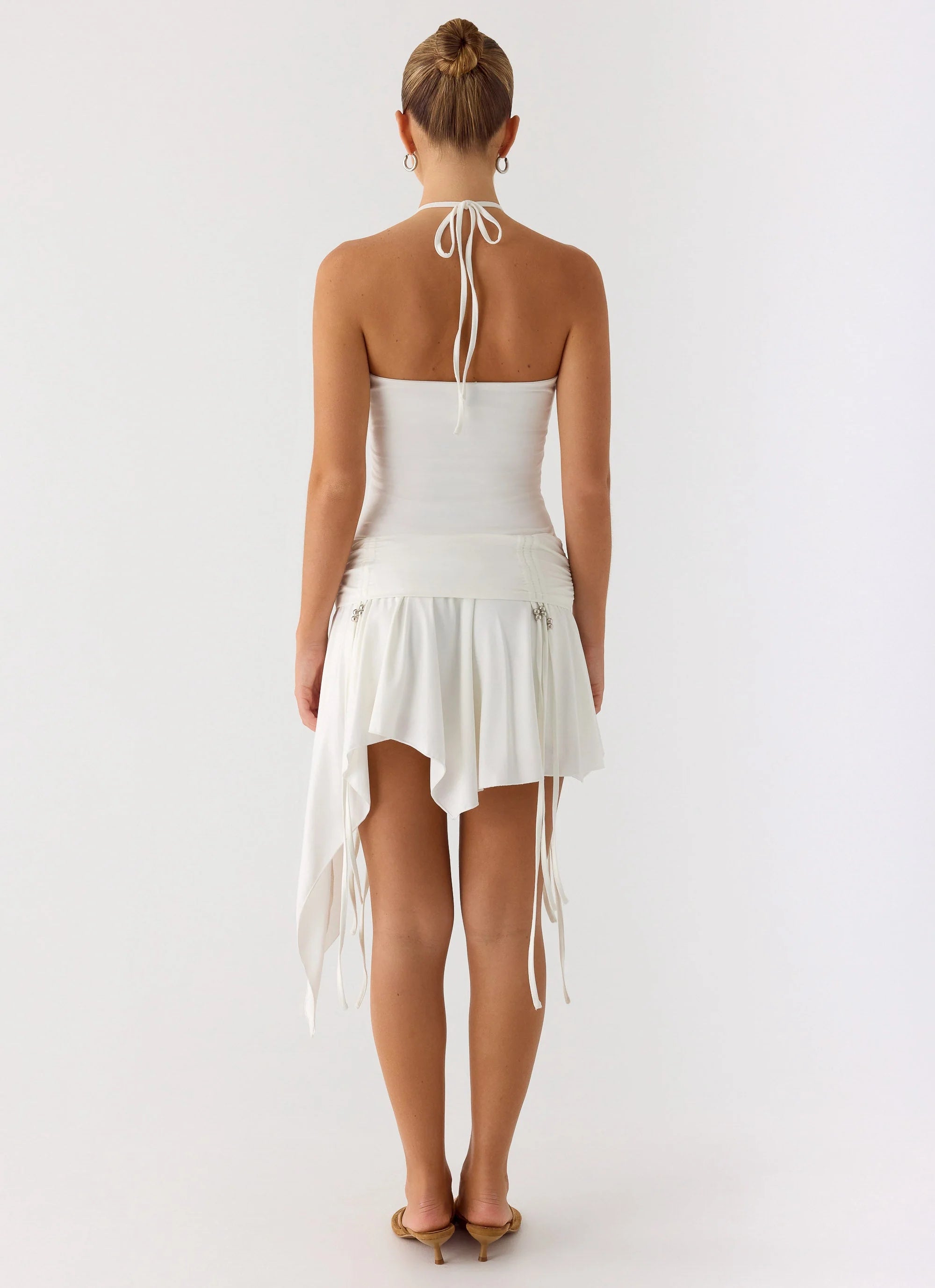 Khalida Jersey Halter Mini Dress White