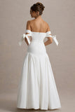Ethel White Cream Bardot Maxi Dress With Volume Skirt