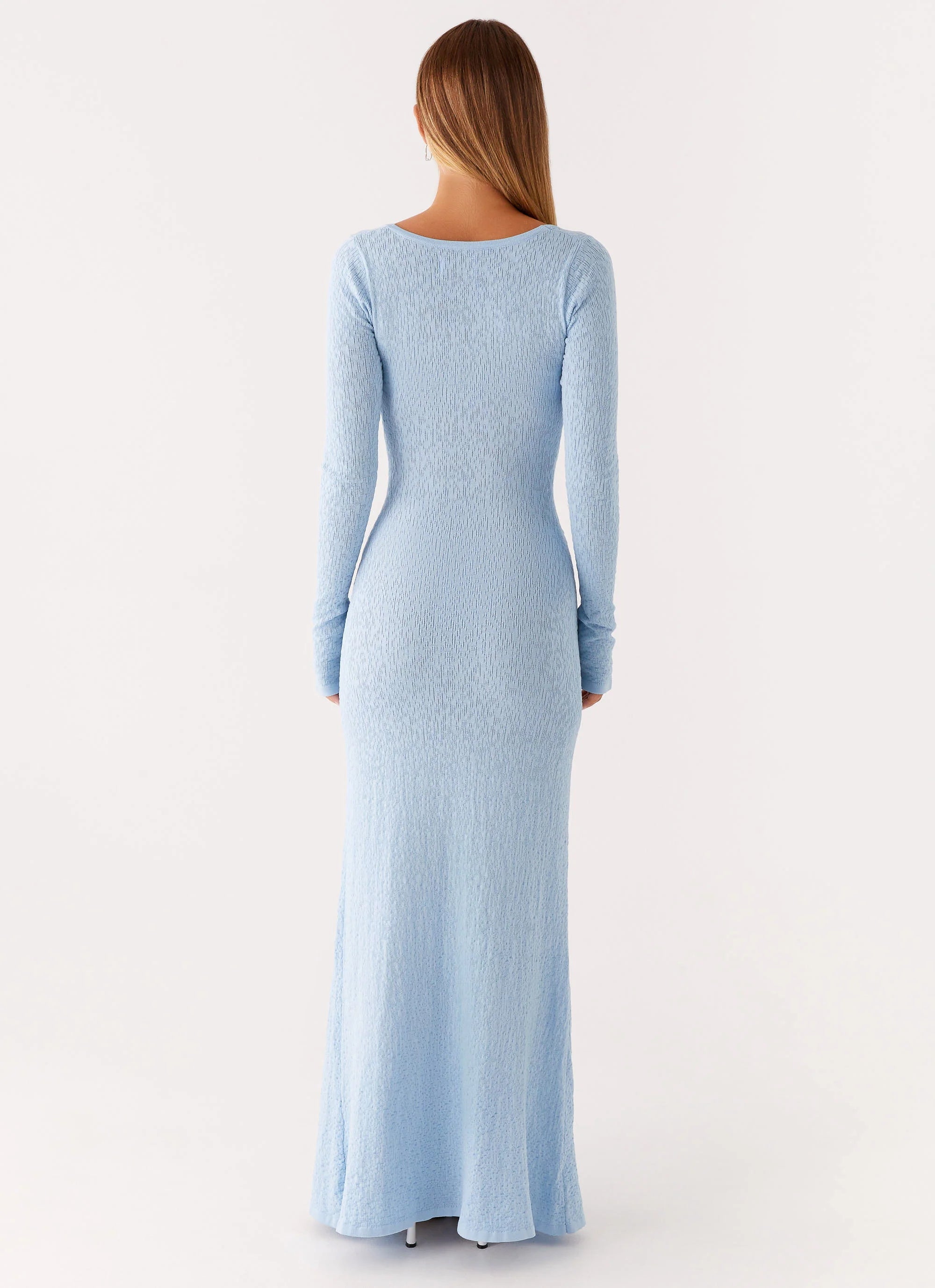 Carnation Long Sleeve Knit Maxi Dress Blue