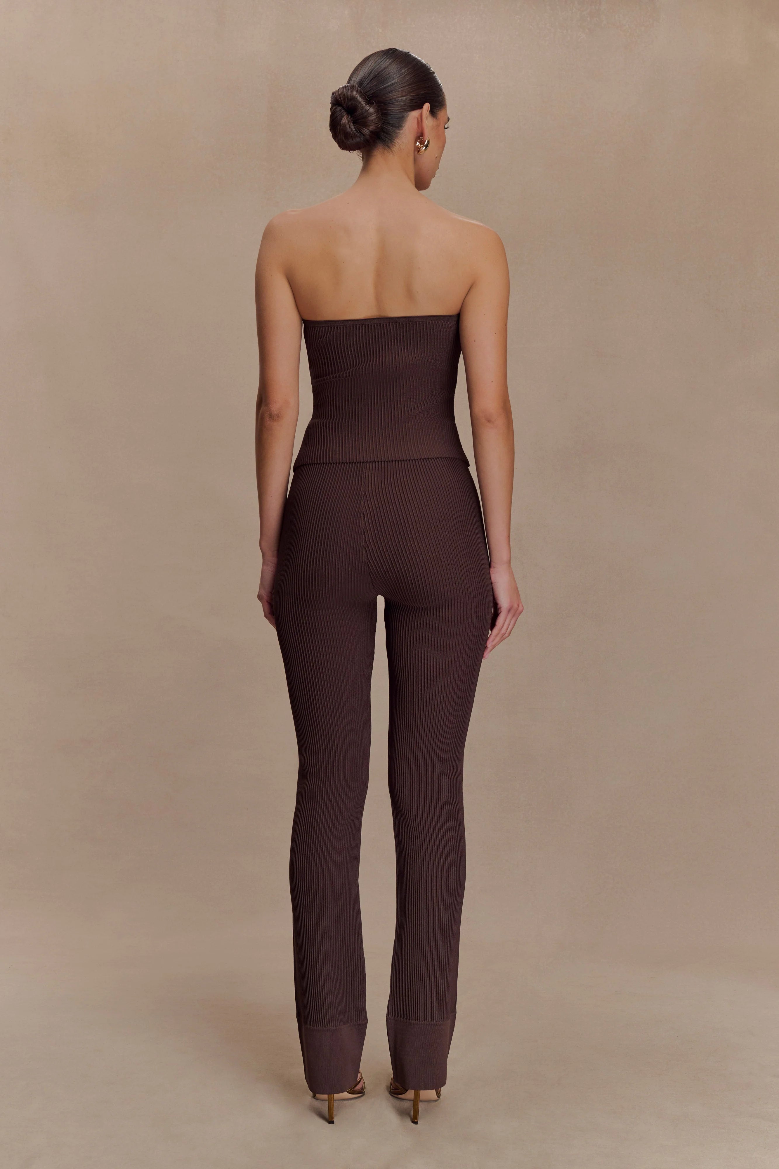 Elodie Strapless Cupped Knit Top Chocolate