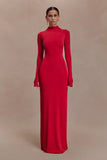 Kiyah Slinky Cut Out Maxi Dress Red