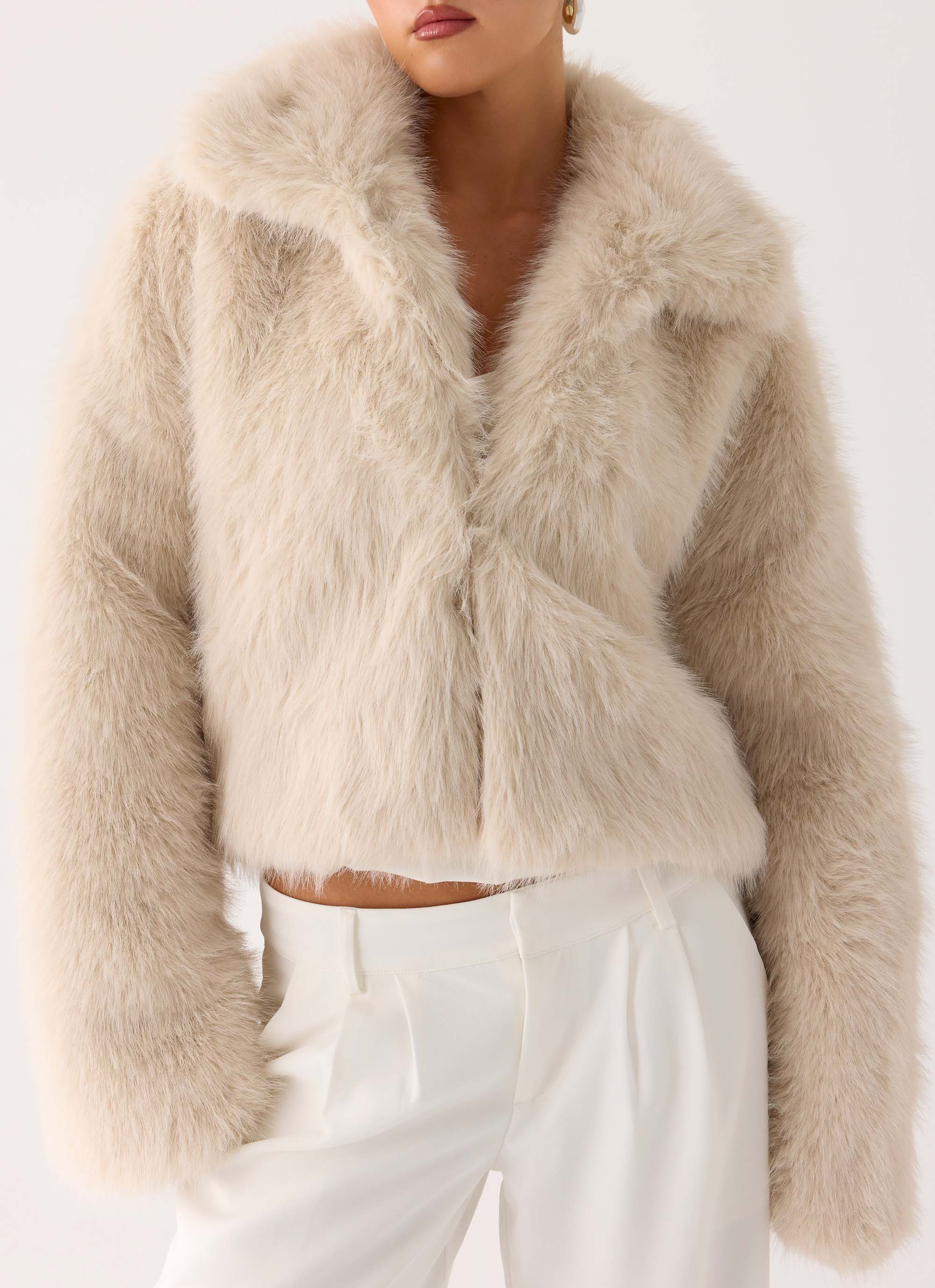 Moonscapes Faux Fur Jacket Ivory