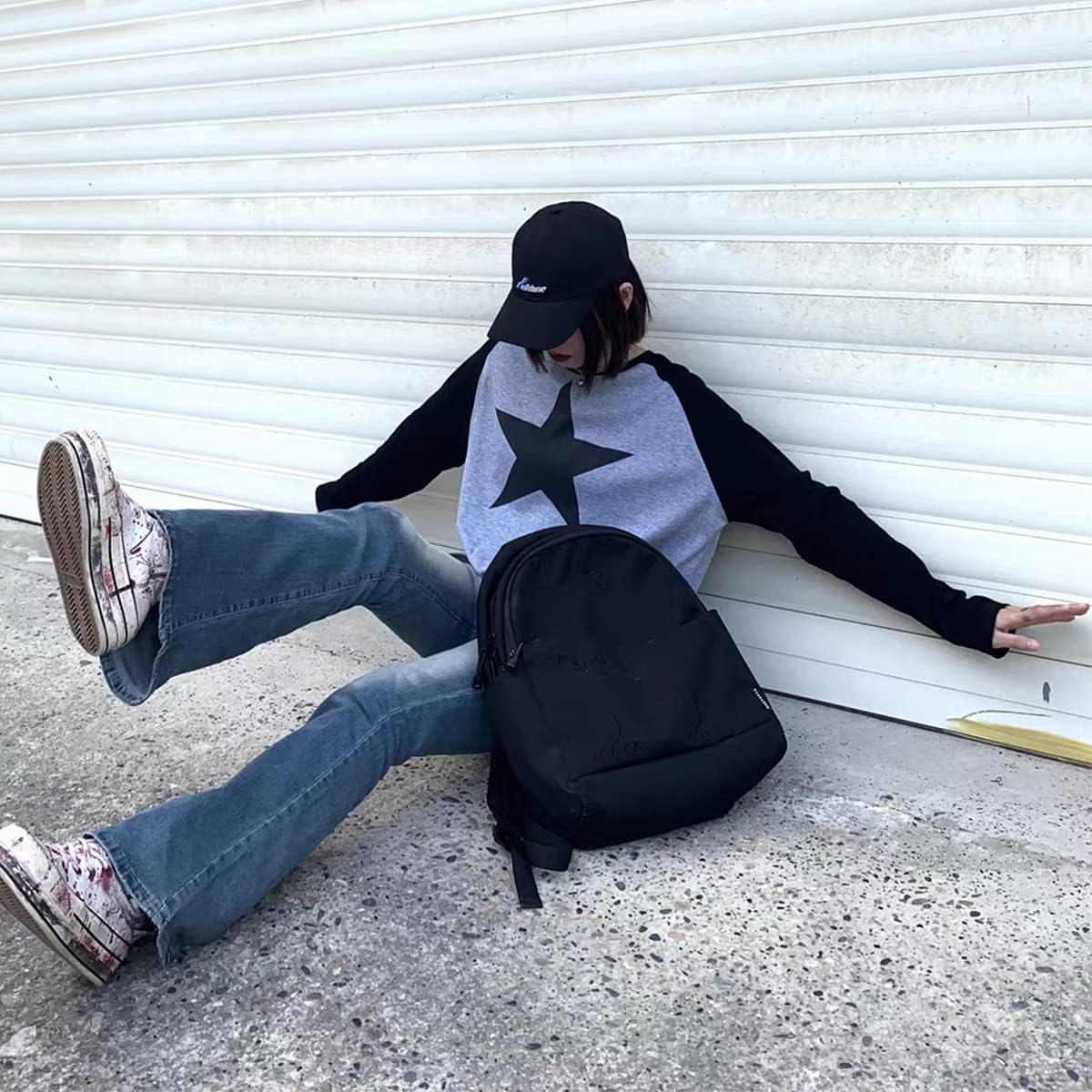 Women Star Shirt Y2k Tops Vintage Aesthetic Patchwork Long Sleeve Tee Shirts 90s Grunge Clothes