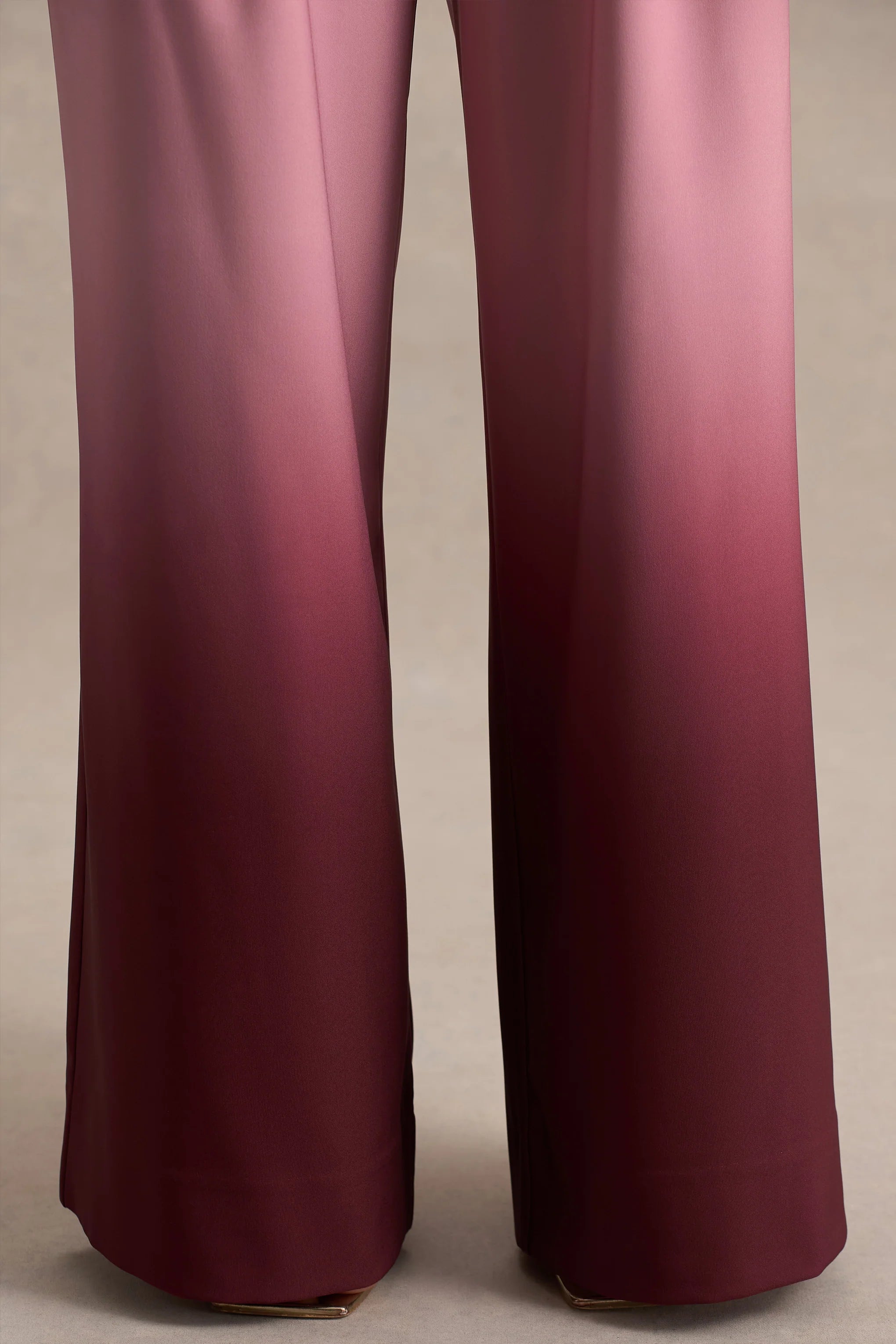 Safia Cherry Ombre Satin Wide Leg Trousers