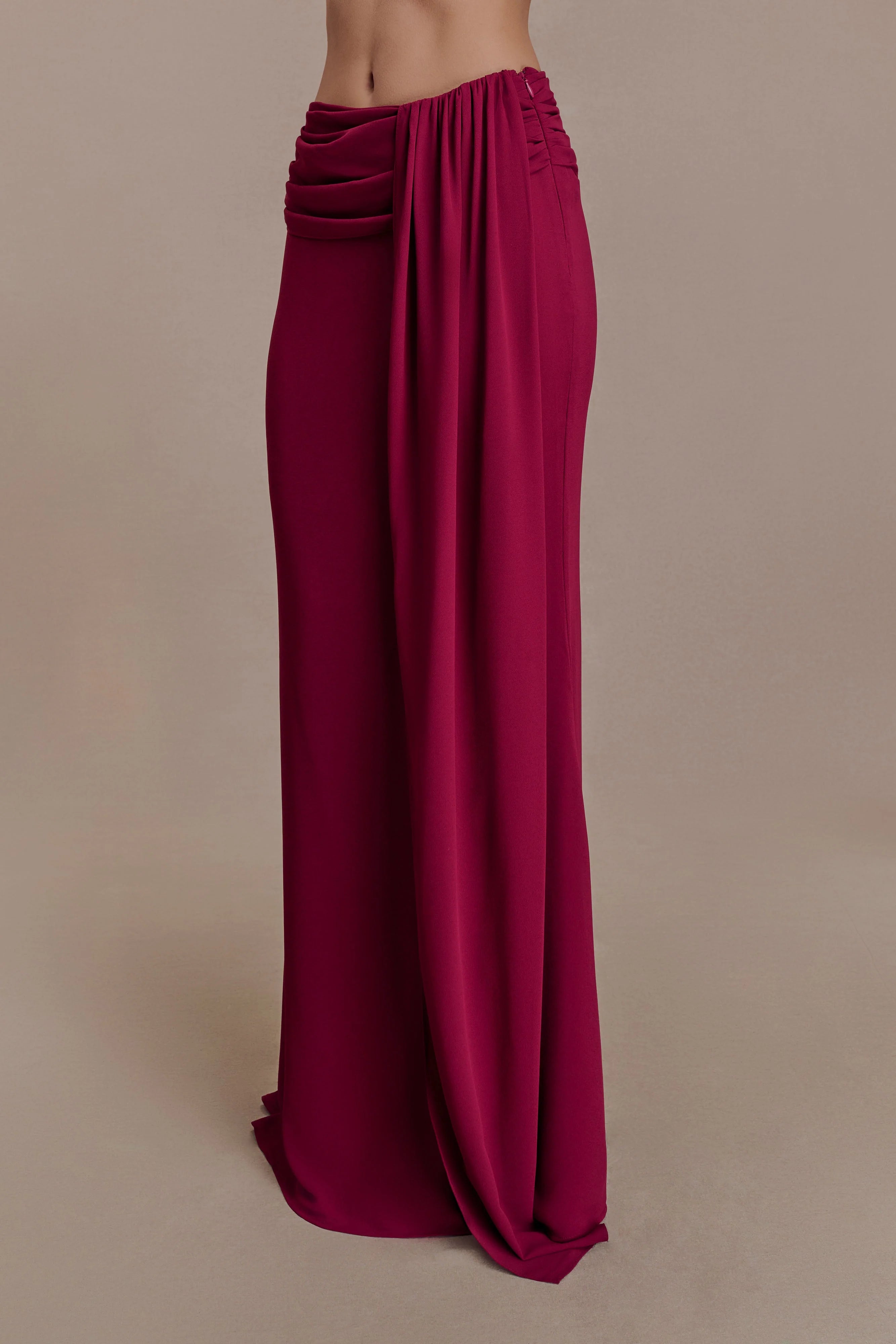 Celina Chiffon Overlay Maxi Skirt Cherry Red