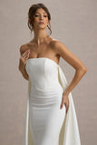 Shes Trouble White Bandeau Maxi Dress With Cape
