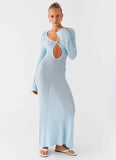 Seascape Crochet Maxi Dress Blue