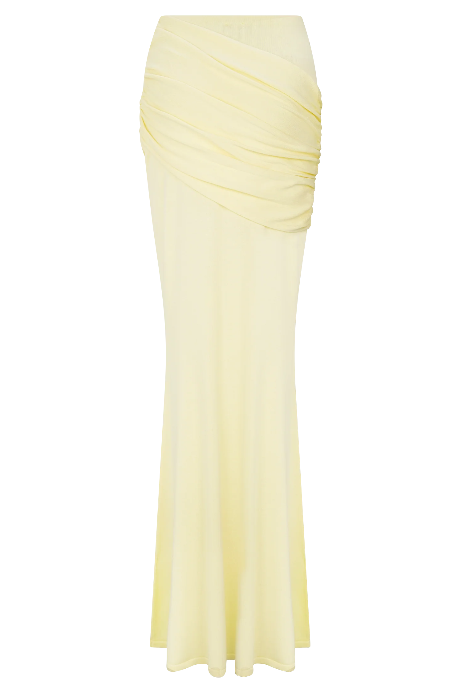 Irene Gathered Knit Maxi Skirt Lemon