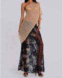 Women Sheer Poncho Top Multiway Knit Crochet Asymmetric Mesh Cover Up Going Out Clubwear