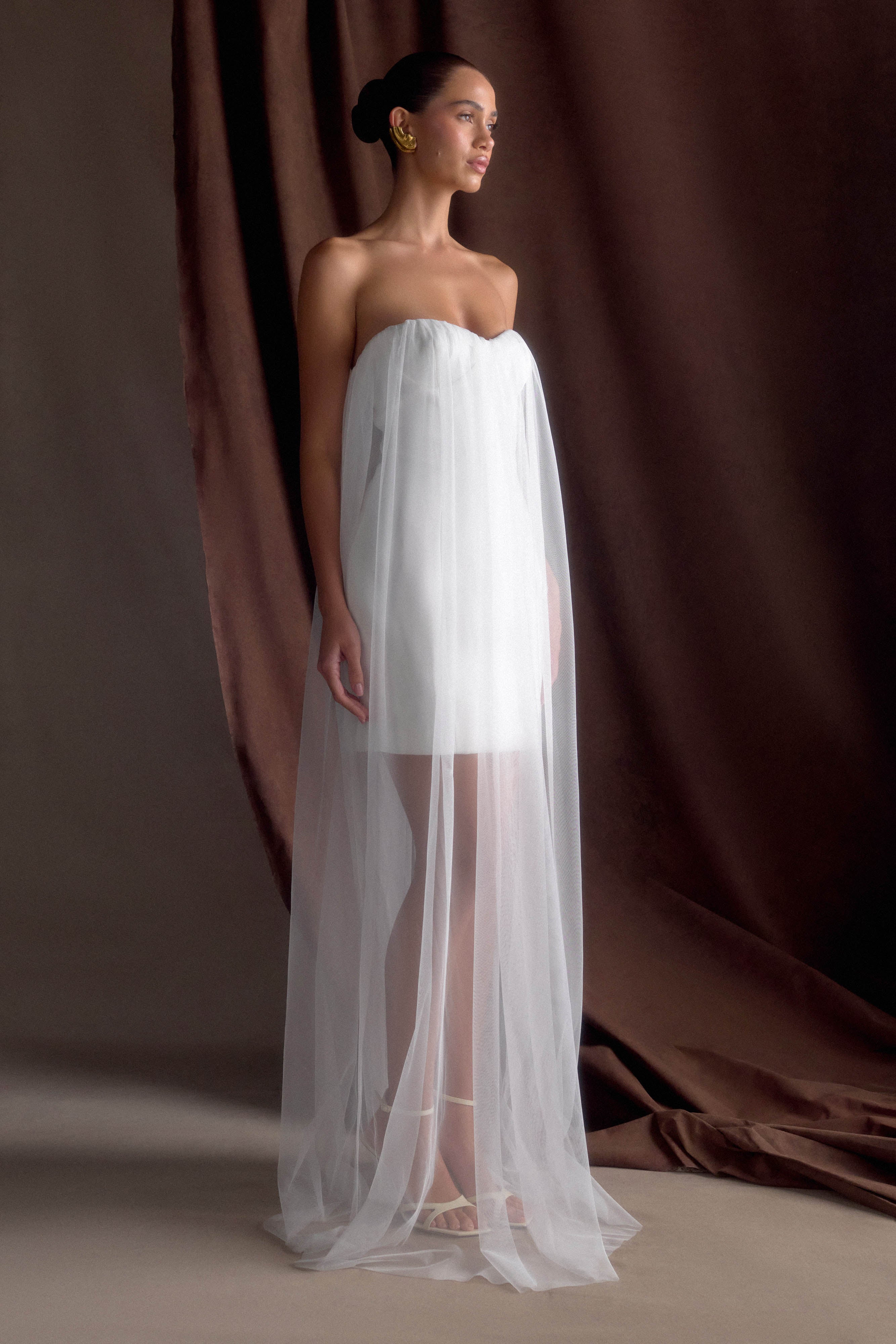 Bettany Chiffon Strapless Maxi Dress White