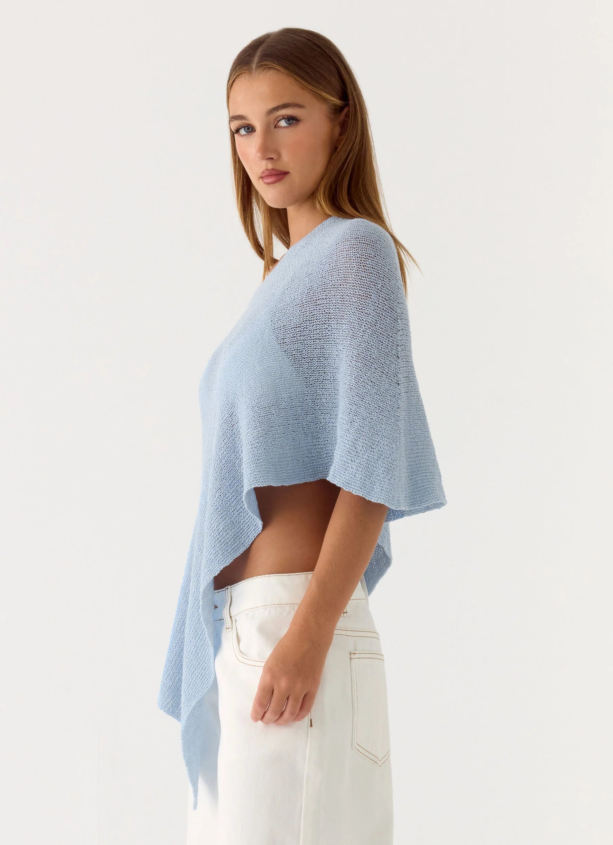 Yas Knit Cape Blue