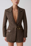 Romy Structured Blazer With Hardware Herringbone