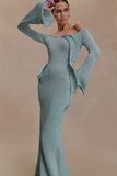 Sandrine Lurex Knit Maxi Dress Aqua