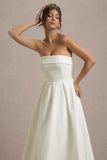 Annalise Ecru Bandeau Skater Midi Dress