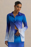 Tahiti Blue Ombre Flared Sleeve Shirt
