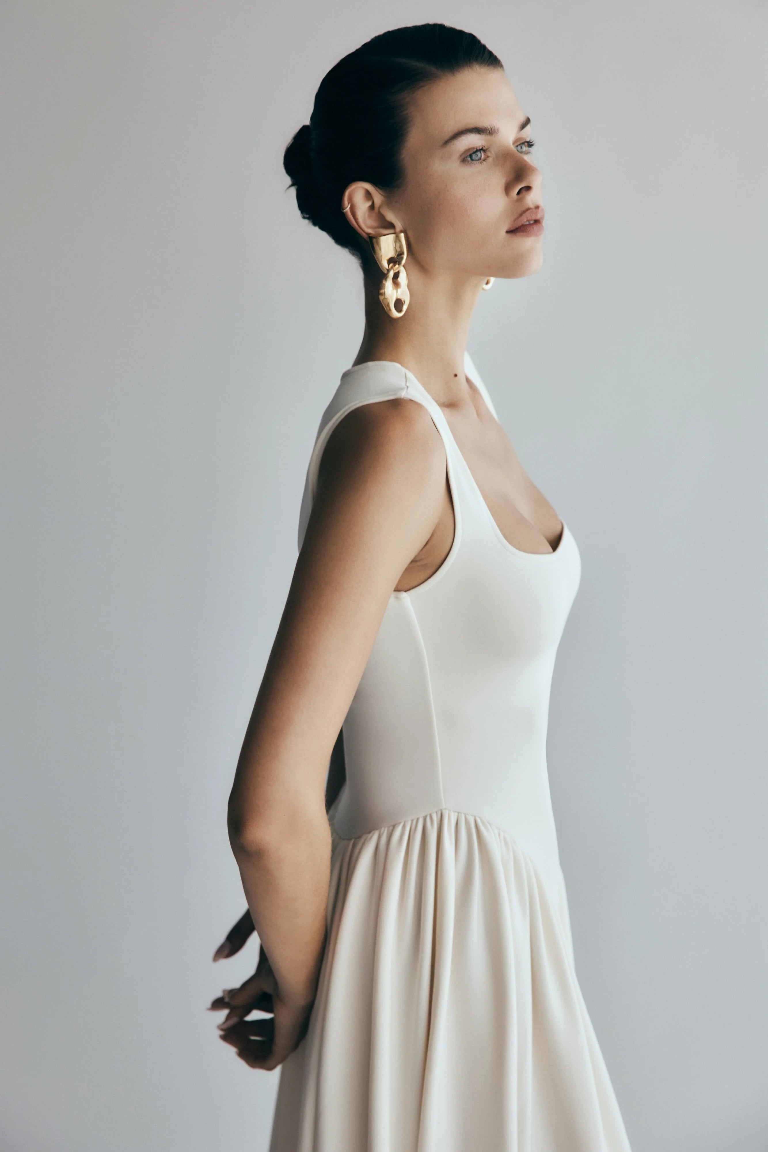 Sharon Scuba Jersey Midi Dress Ivory