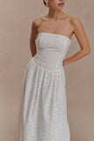 Maureen Broderie Strapless Maxi Dress White