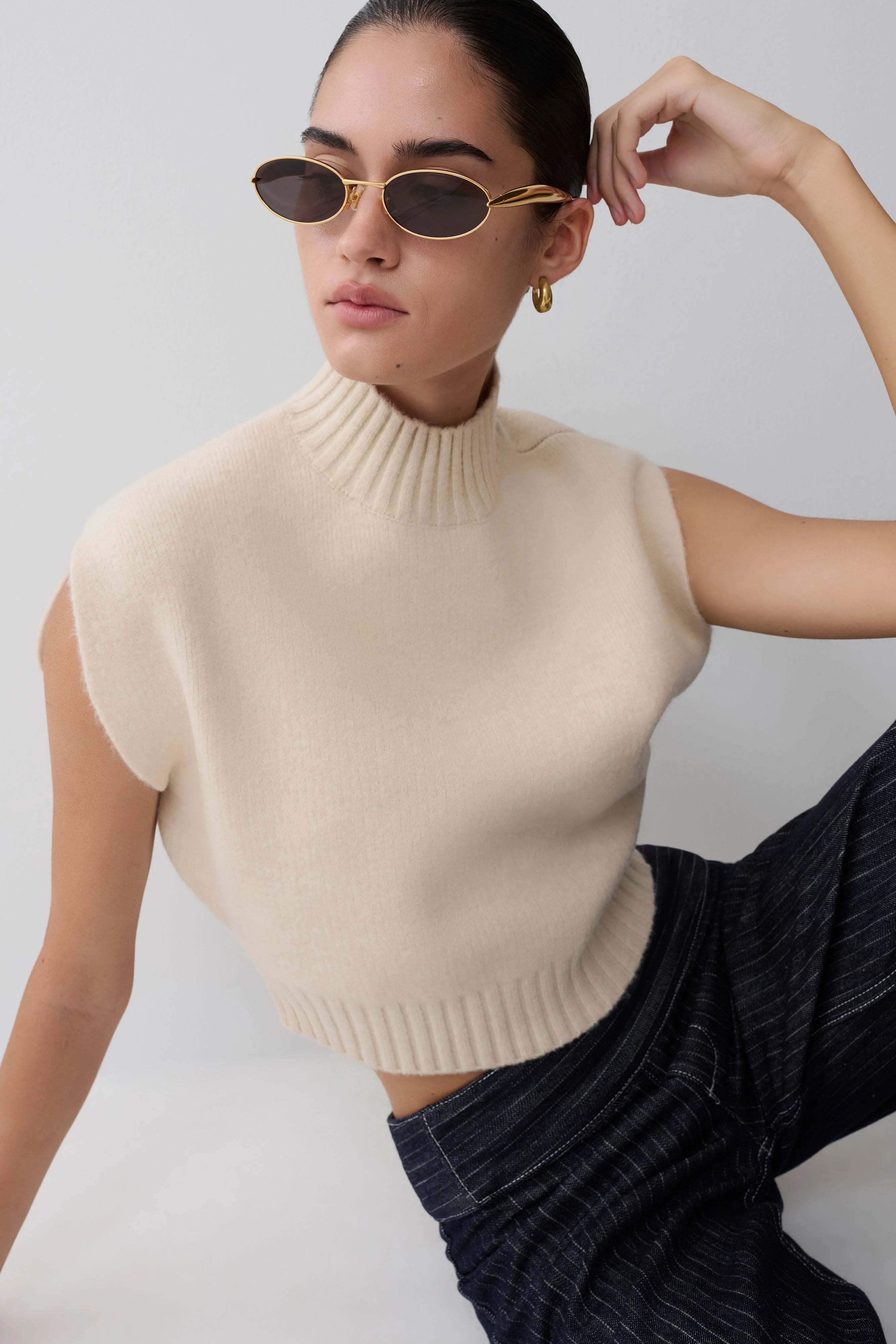 Niko Knit Oversized Top Ivory