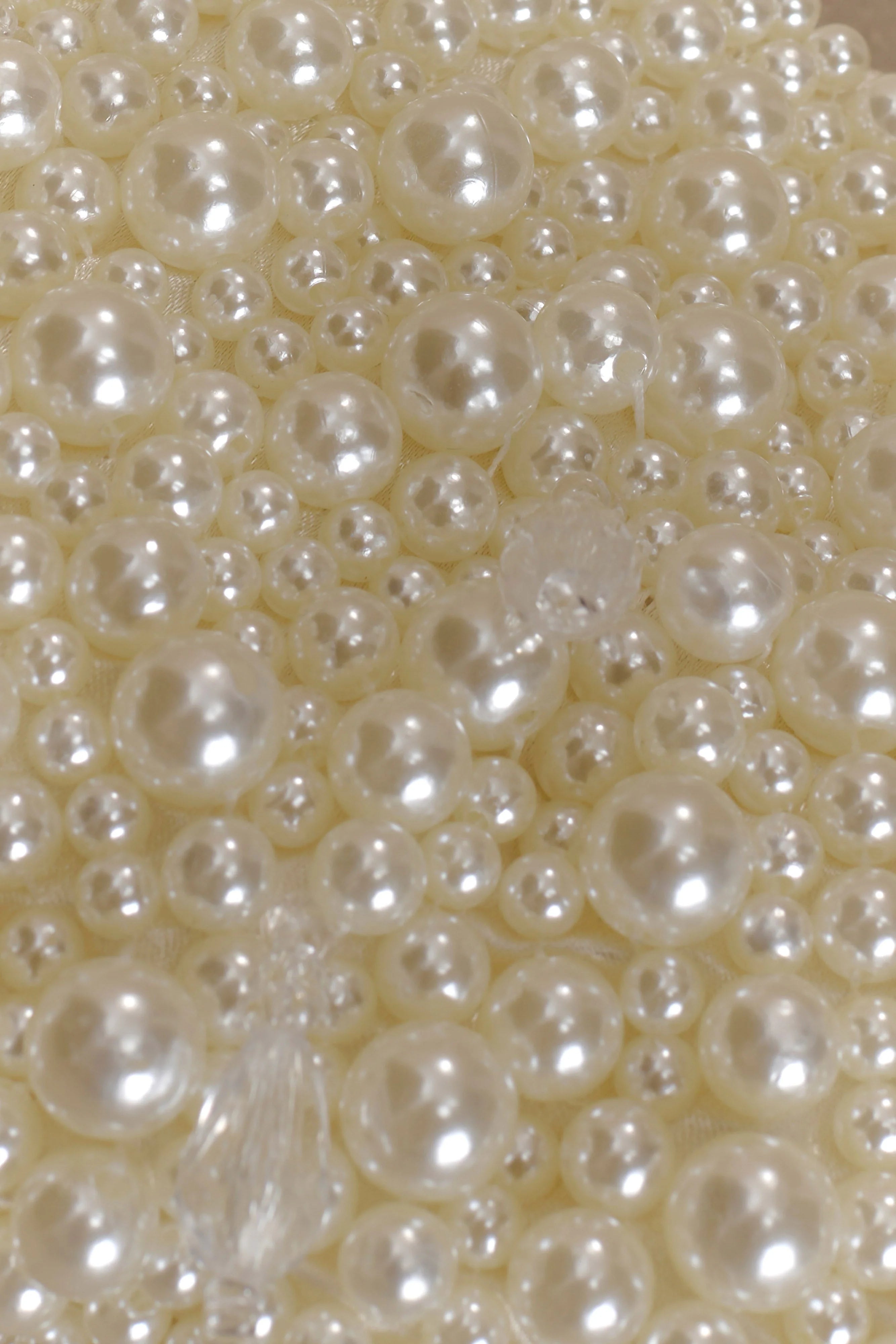 Amara Pearl Teardrop Beaded Bag White