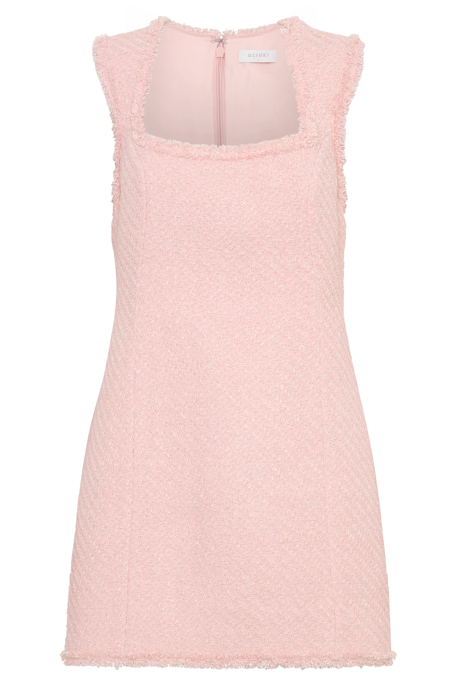 Lea Tweed Sleeveless Mini Dress Baby Pink