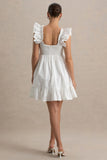 Dolly Daze White Ruffle Sleeve Babydoll Maternity Mini Dress