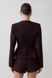 Agatha Square Neck Blazer Plum Pinstripe