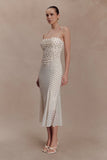 Willa Gathered Mesh Midi Dress Polka Dot