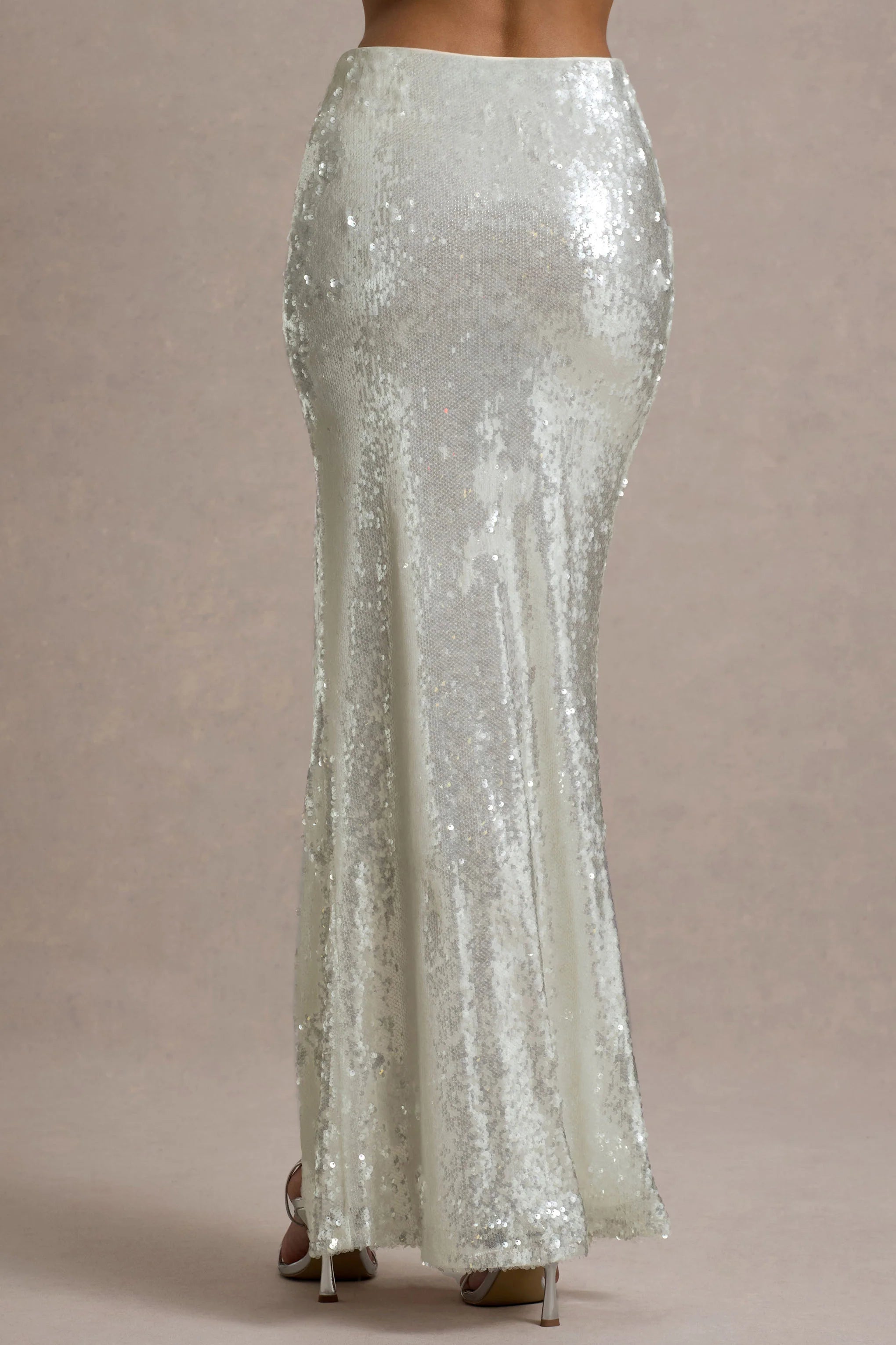 Raia Sand Sequin Split Maxi Skirt