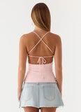Leon Distressed Denim Mini Skirt Light Blue Wash