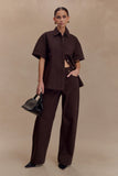 Maya Oversized Denim Shirt Chocolate