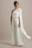 Alice Cream Asymmetric Bow Shoulder Jumpsuit With Drape