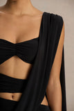 Nebula Black Bandeau Maxi Dress With Body Cut Out Details