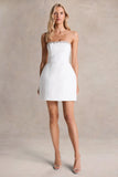 Bobbie White Embellished Bandeau Mini Dress