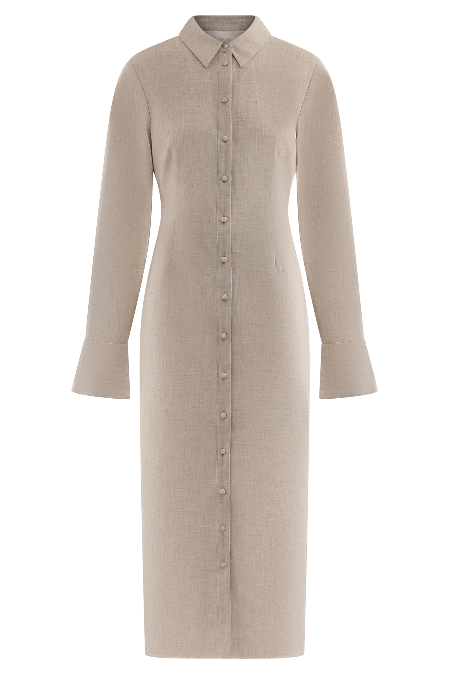 Dorian Fitted Shirt Midi Dress Wheat Marle